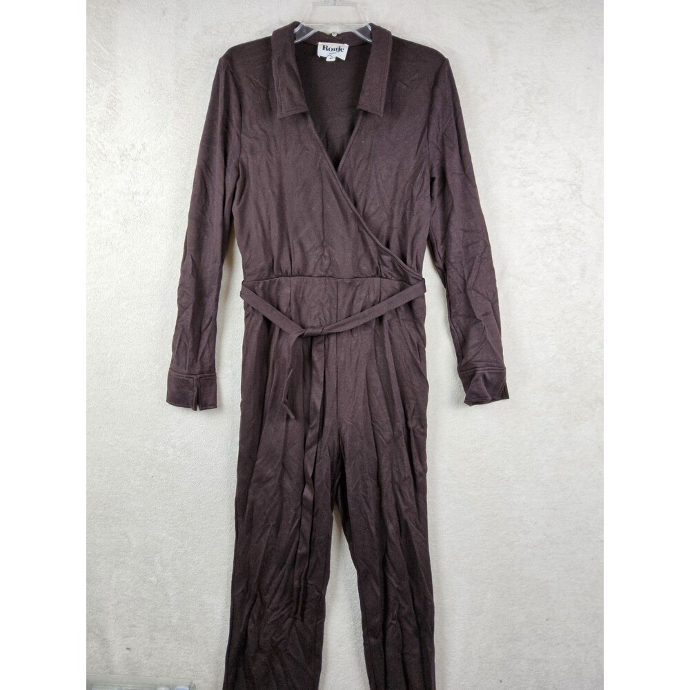 Rouje Paris Women's Wrap Front Long Sleeve Collared Jumpsuit Romper Size 40